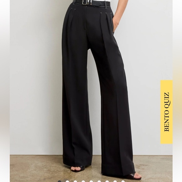 MM Lafleur Pants - M.M. LaFleur The Bia Pleated Trouser - Everyday Crepe with Topstitch 14 NWT